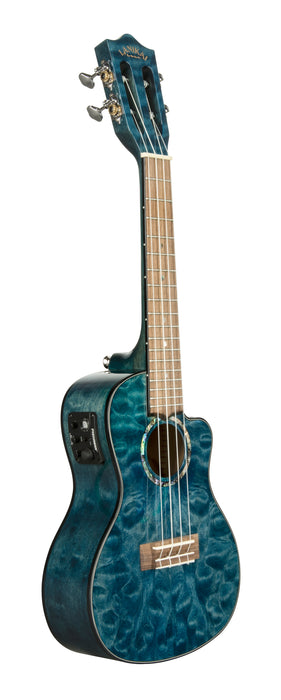 Lanikai QM-BKCET Quilted Maple Black Stain Tenor with Kula Preamp Acoustic Electric Ukulele