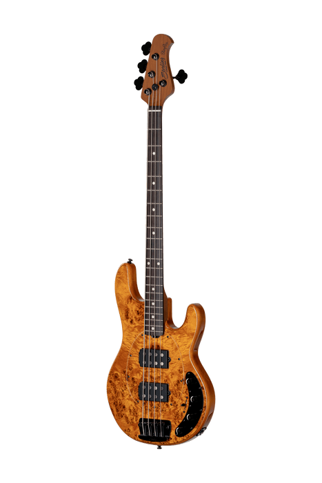 Sterling by Music Man StingRay HH RAY34HH Poplar Burl Bass With Gig Bag