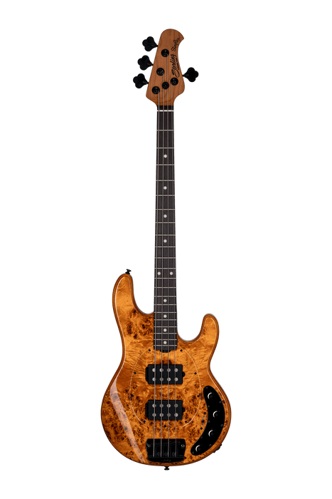 Sterling by Music Man StingRay HH RAY34HH Poplar Burl Bass With Gig Bag