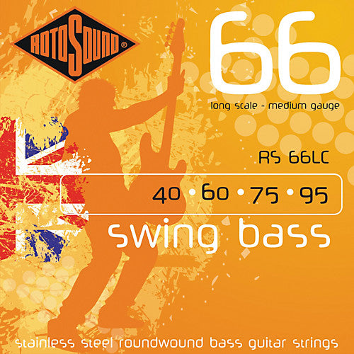 Rotosound RS66LC Swing Bass Long Scale Medium Gauge 40-95 Stainless Steel Roundwound Bass Guitar StringsRotosound RS66LC Swing Bass Long Scale Medium Gauge 40-95 Stainless Steel Roundwound Bass Guitar Strings