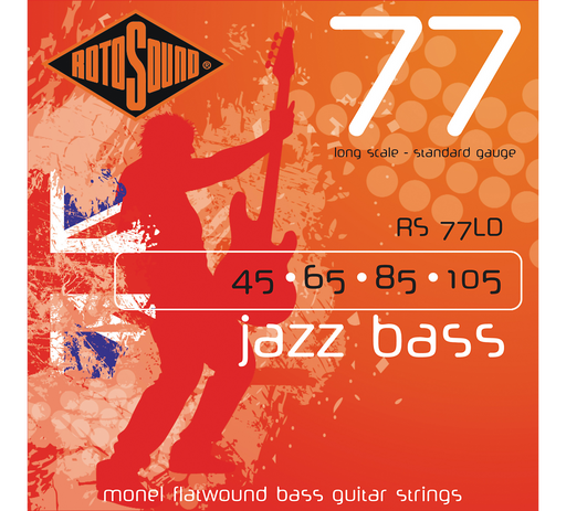 Rotosound RS77LD Jazz Bass Long Scale Standard Gauge 45-105 Monel Flatwound Bass Guitar Strings