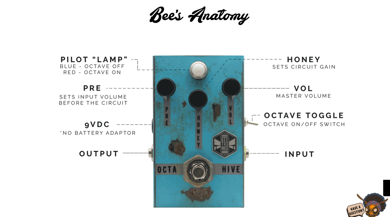 BeetronicsFX Limited Edition Octahive Super High Gain Fuzz High Octave Dual Footswitch Blue