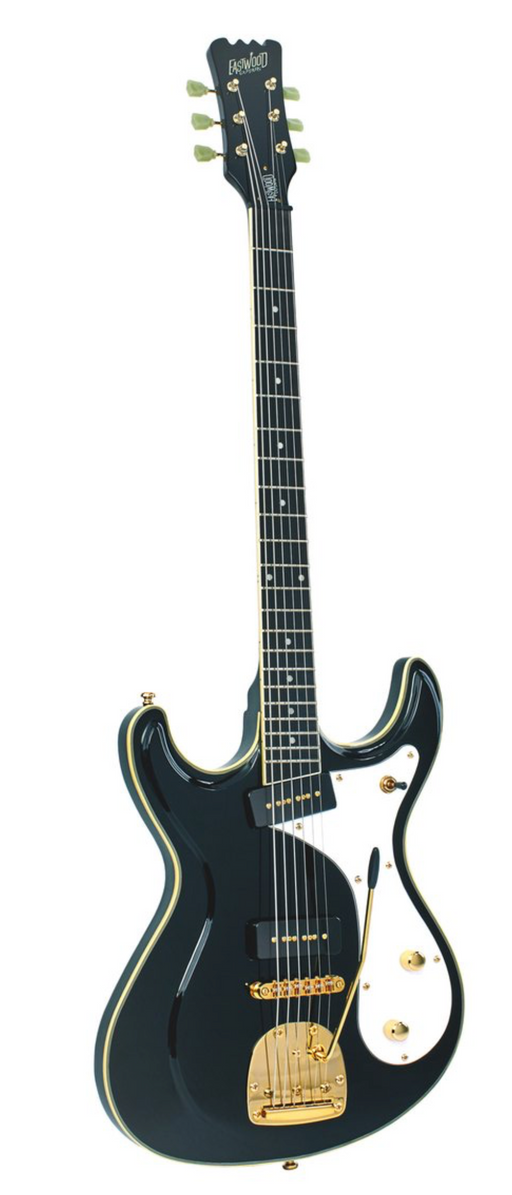 Eastwood Sidejack Baritone Deluxe Black Gold Hardware Tremolo