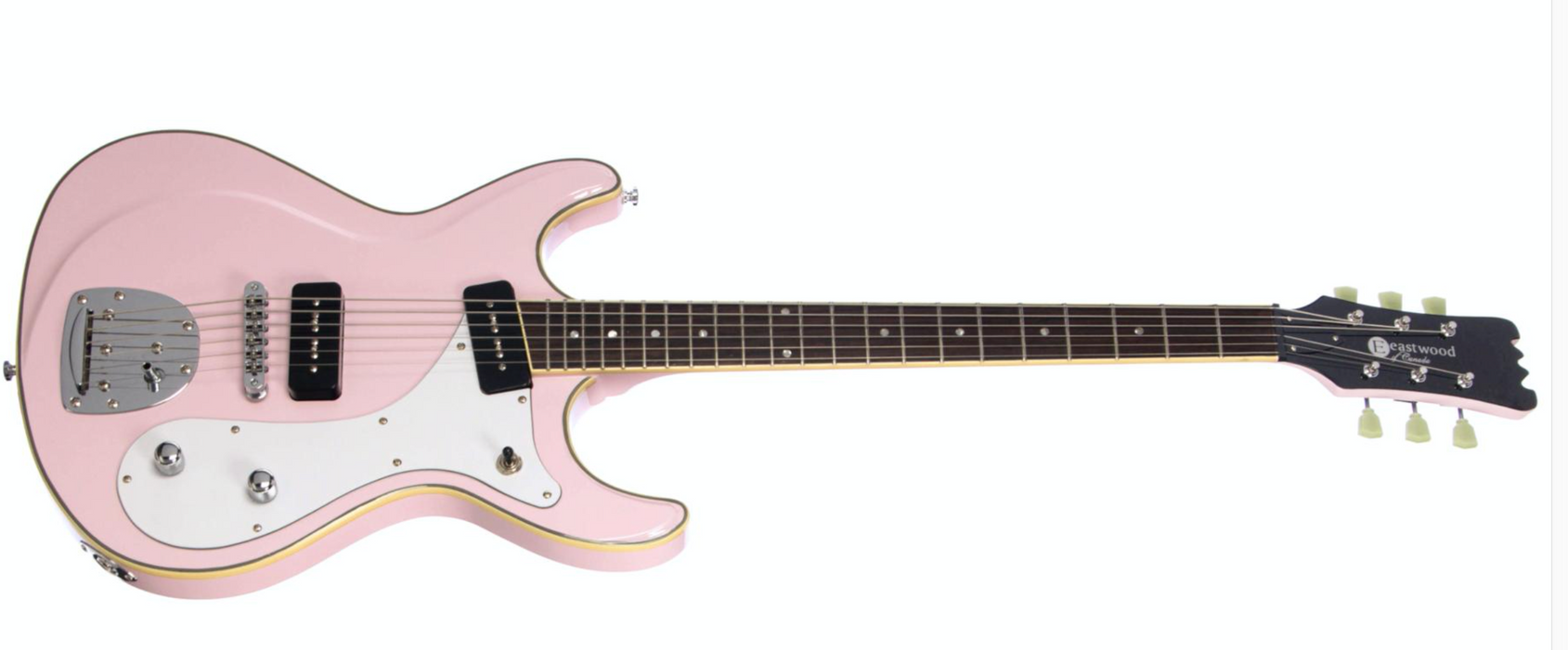 Eastwood Sidejack Deluxe Baritone Electric Guitar -Shell Pink