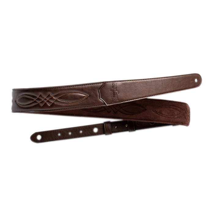 Taylor Vegan Leather Strap Chocolate Brown w/ Stitching 2.0" Embossed Logo