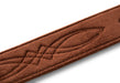 Taylor Vegan Leather Strap Med Brown w/Stitching 2.0" Embossed Logo