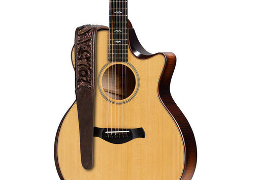 Taylor Vegan Leather Strap Chocolate Brown w/ Sequins 2.25" Embossed Logo