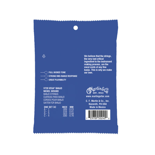 Martin V720 Banjo Vega 4-string Tenor Banjo Strings