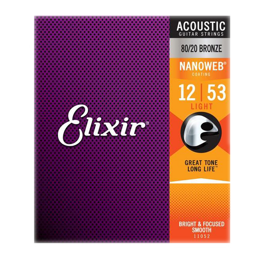 Elixir 11002 Nanoweb 80/20 Bronze Extra Light 10-47 Acoustic Guitar Strings