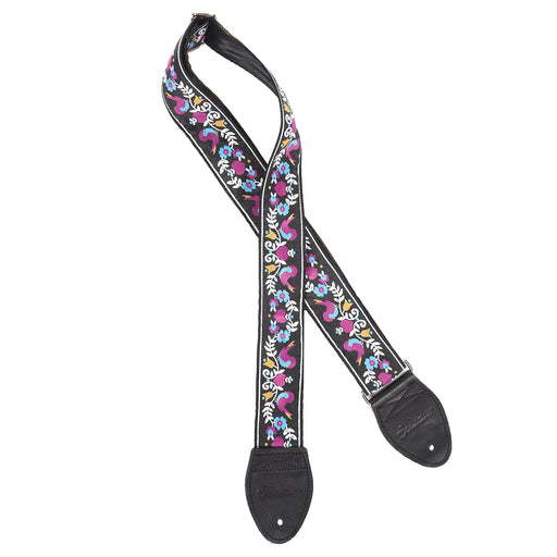 Souldier GS1313BK02BK Lovebirds Purple/Turquoise on Black 2" Guitar Strap