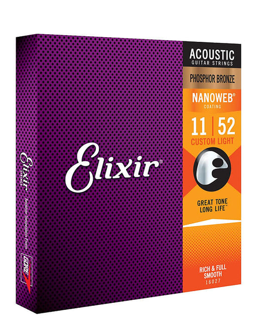 Elixir E16027 Phosphor Bronze 11-52 Acoustic Custom Light Strings