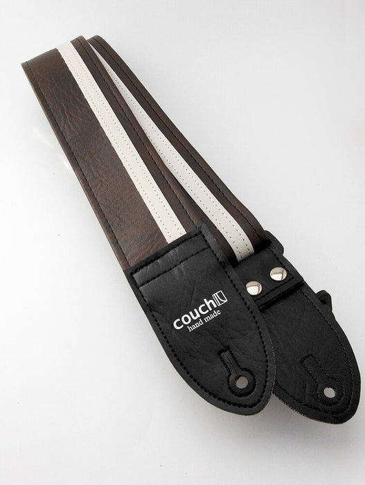 Couch Brown with White Racer X Guitar Strap - RX006