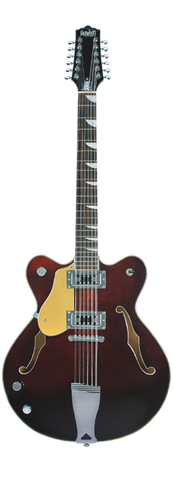 Eastwood Airline Left Handed Classic 12 String Semi Hollow Guitar Walnut