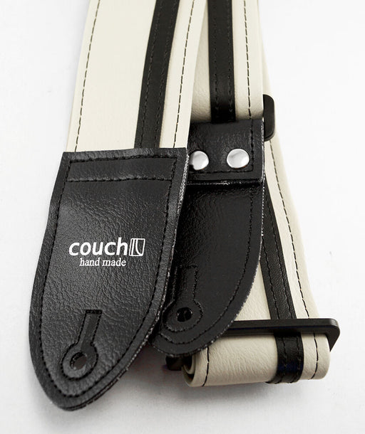 Couch White with Black Racer X Guitar Strap - RX002
