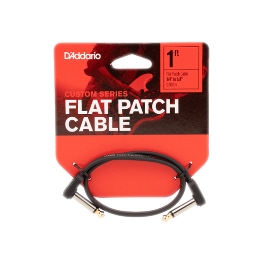 D'Addario PW-FPRR-01 Custom Series Flat Patch Cable 1-ft. 1/4" to 1/4"