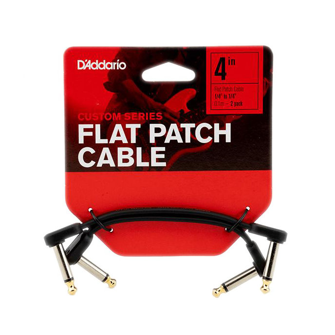D'Addario PW-FPRR-204 Custom Series Flat Patch 4-in. 1/4-in. to 1/4-in. Cable - 2 pack
