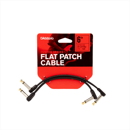 D'Addario PW-FPRR-206 Custom Series Flat Patch  6-in. 1/4-in. to 1/4-in. Cable - 2 pack