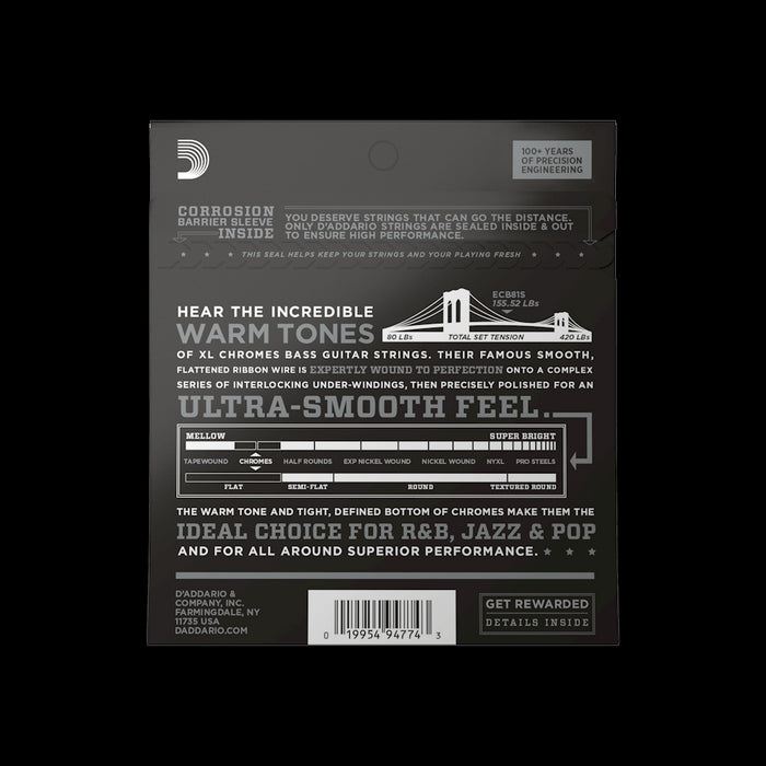 D'Addario ECB81S Set Bass Chromes 45-100 Short Scale Strings