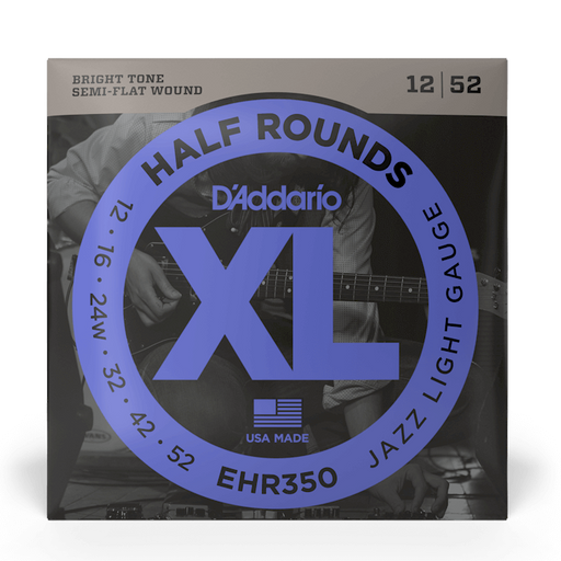 D'Addario EHR350 Set Guitar Half Round Jazz Light Strings