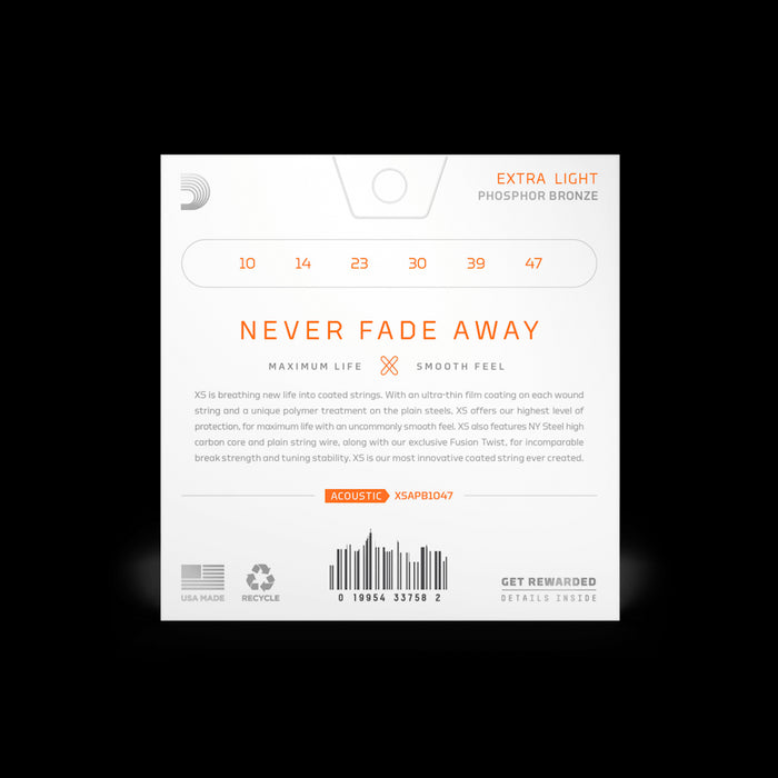 D'Addario XSAPB1047 Phosphor Bronze 10-47 Acoustic Guitar Strings