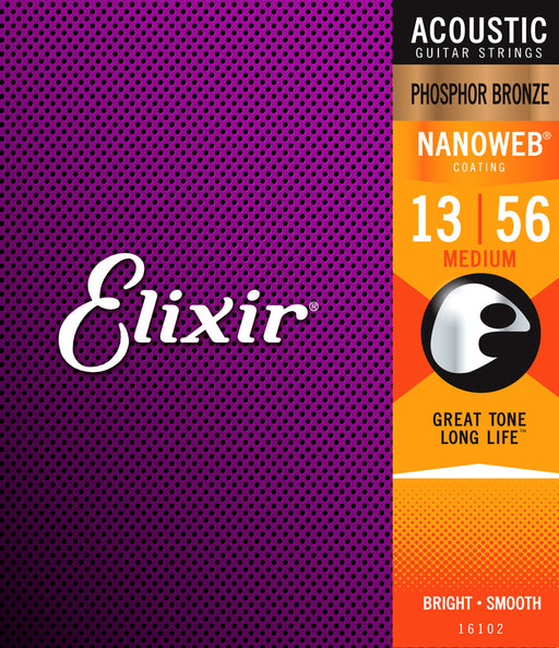 Elixir 16102 Phosphor Bronze 13-56 Acoustic Medium Strings