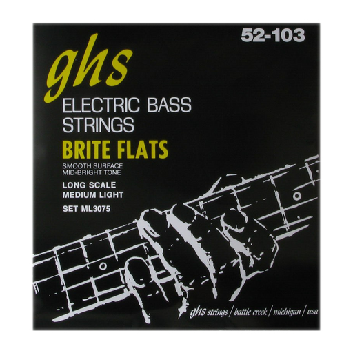 GHS ML3075 Bass Brite Flats Long Scale Plus Medium Light Electric Bass Strings