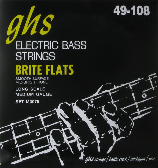 GHS M3075 Bass Brite Flats Long Scale Plus Medium Electric Bass Strings