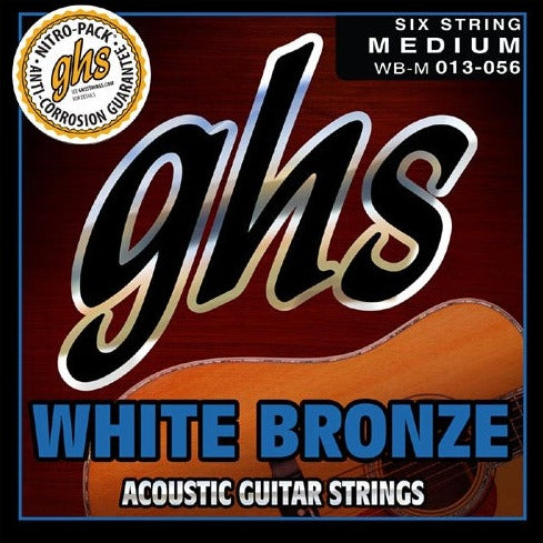 GHS WB-M Acoustic Guitar White Bronze Medium 13-56 Acoustic Guitar Strings