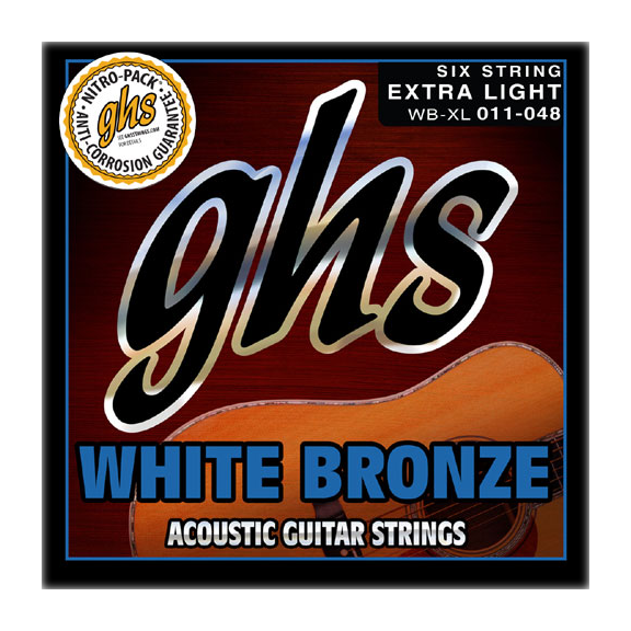 GHS WB-XL Acoustic Guitar White Bronze Extra Light Acoustic Guitar Strings