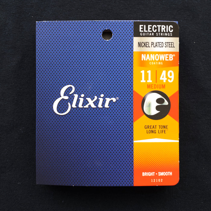 Elixir E12102 Nanoweb Medium 11-49 Electric Guitar Strings