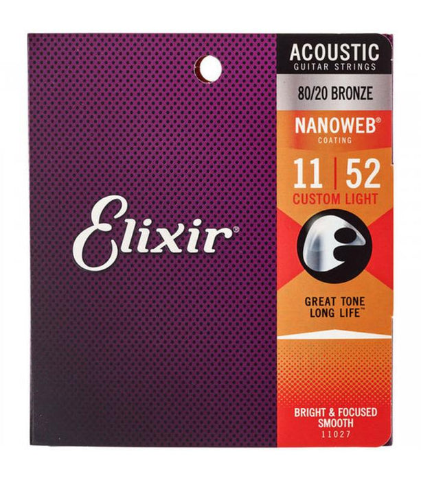 Elixir Custom Light Elixir 11027 Custom Light 11/52 Acoustic Guitar Strings — Truetone Music