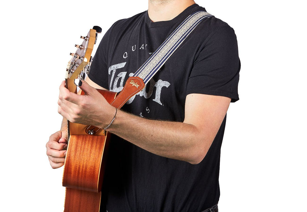 Taylor Academy Strap White/Blue Jacquard Cotton 2" 