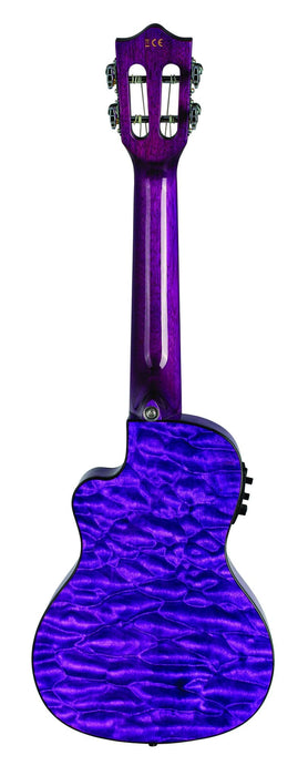 Lanikai QM-PUCEC Quilted Maple Concert Ukulele Electric Trans Purple with Foam Case
