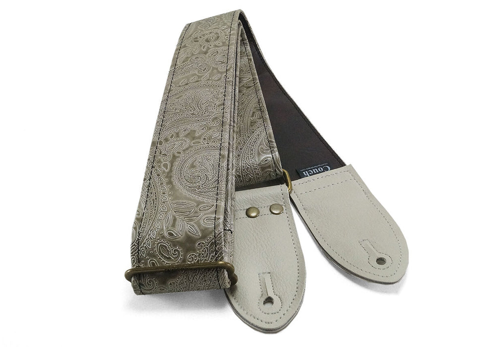 Couch Paisley Ivory Guitar Strap With Aged Bronze Hardware Guitar Strap - L106