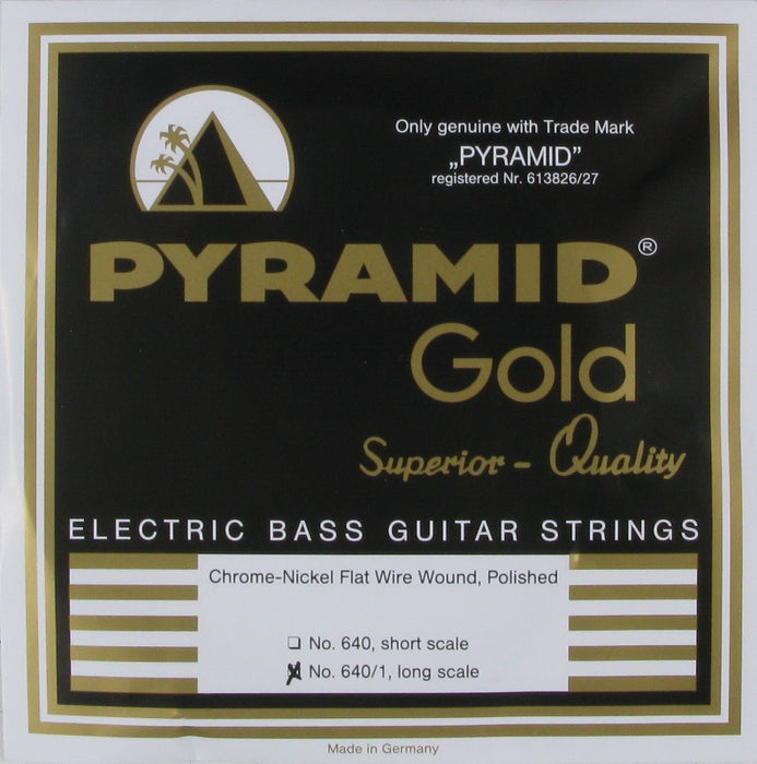 Pyramid Gold Chrome-Nickel Flatwound Polished No. 640/1 40-100 Long Scale Bass Strings