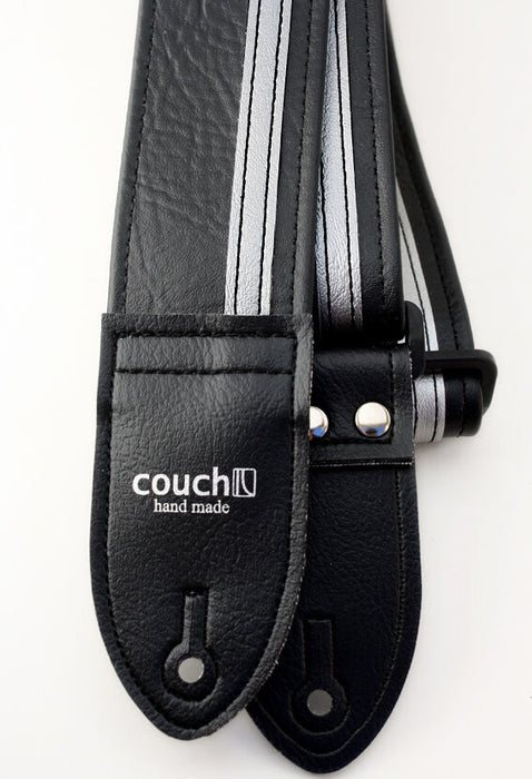 Couch Black with Silver Racer X Guitar Strap - RX022