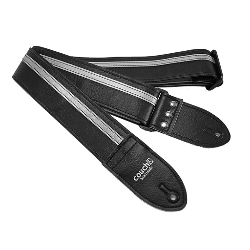 Couch Black with Silver Racer X Guitar Strap - RX022