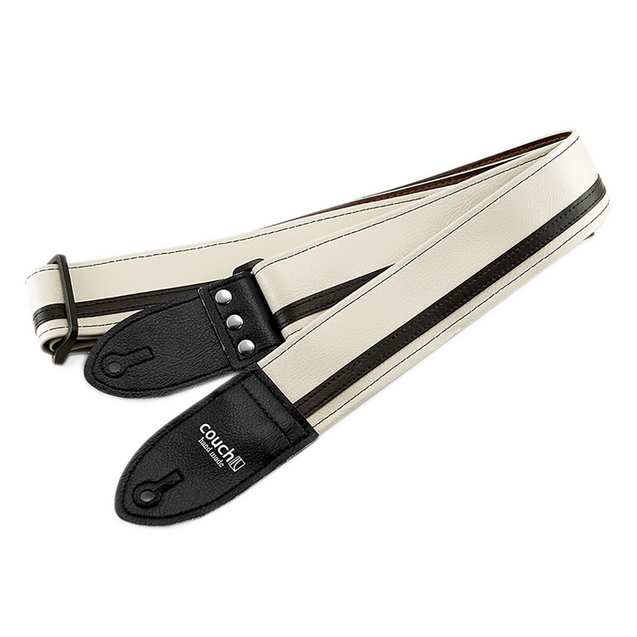 Couch White with Black Racer X Guitar Strap - RX002