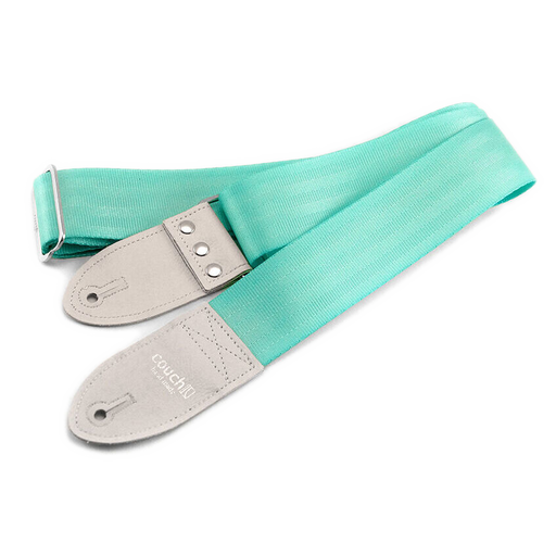 Couch Recycled Mint Green Seatbelt With White Tabs Guitar Strap - SB019B