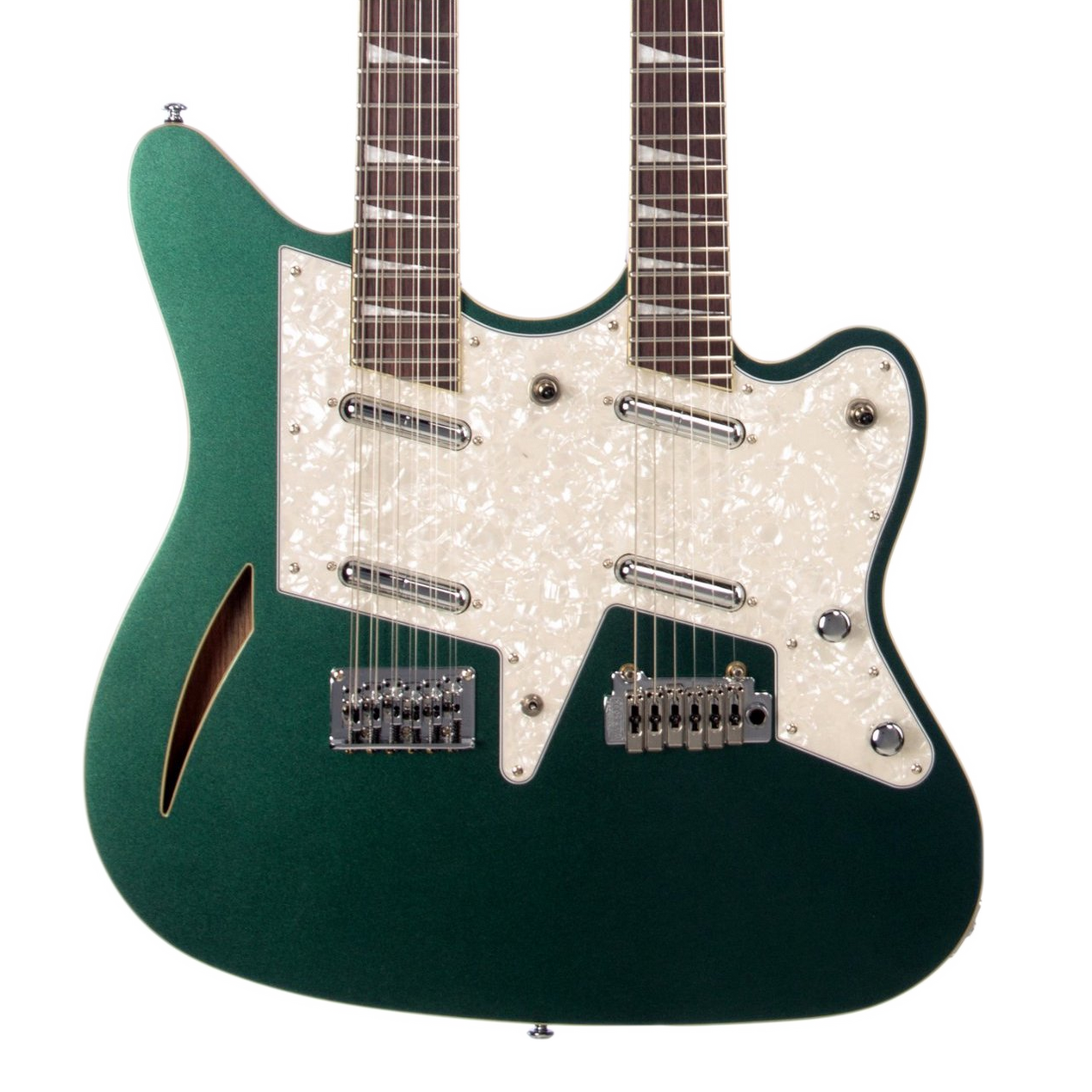 Eastwood Surfcaster 6/12 Double Neck Guitar Metallic Green — Truetone Music