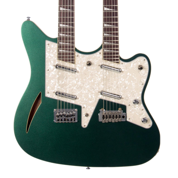 Eastwood Surfcaster 6/12 Double Neck Guitar Metallic Green