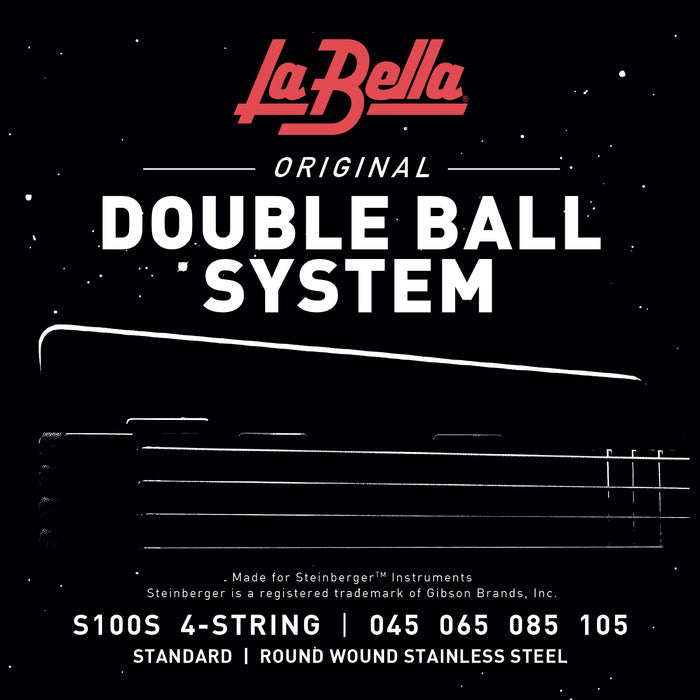 La Bella S100S Original Double Ball System 4-String Standard Round Wound Stainless Steel Electric Bass Strings - 45-105