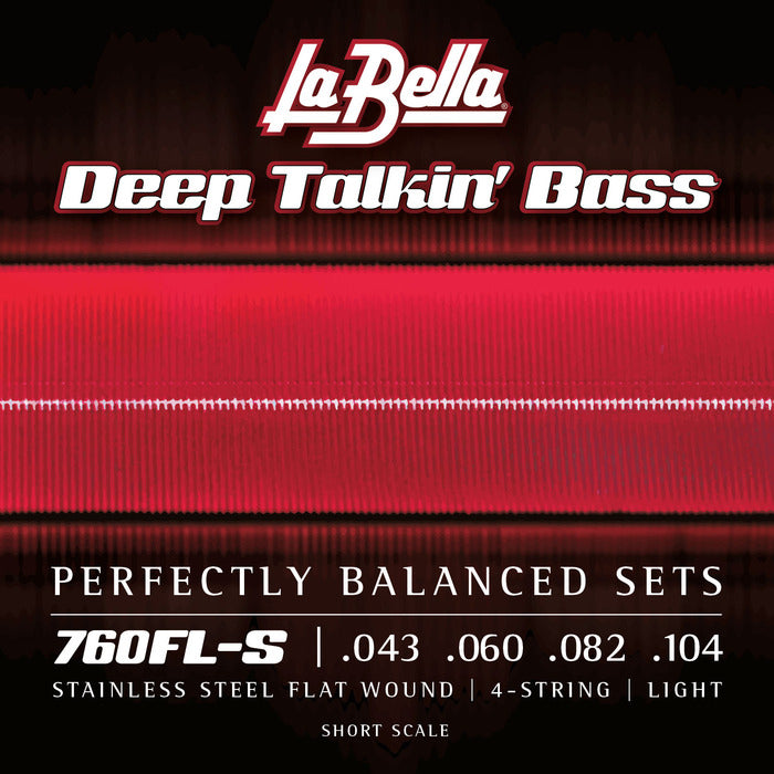 La Bella 760FL-S Deep Talkin' Bass Stainless Steel Flatwound Short Scale Bass Strings - .043-.104