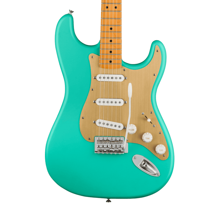 Squier 40th Anniversary Stratocaster®, Vintage Edition, Maple Fingerboard, Gold Anodized Pickguard, Satin Seafoam Green Electric Guitars