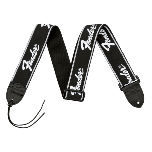 Fender Running Logo Strap Black with White Logo