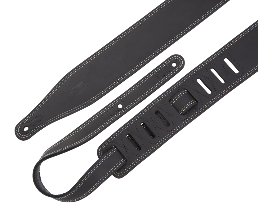 Levy's M17BDS-BLK 2 1/2" Black Pull-up Leather Guitar Strap With Soft Garment Leather Backing