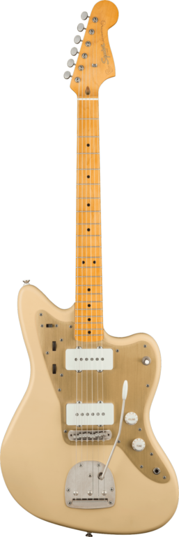 Squier 40th Anniversary Jazzmaster®, Vintage Edition, Maple Fingerboard, Gold Anodized Pickguard, Satin Desert Sand Electric Guitars